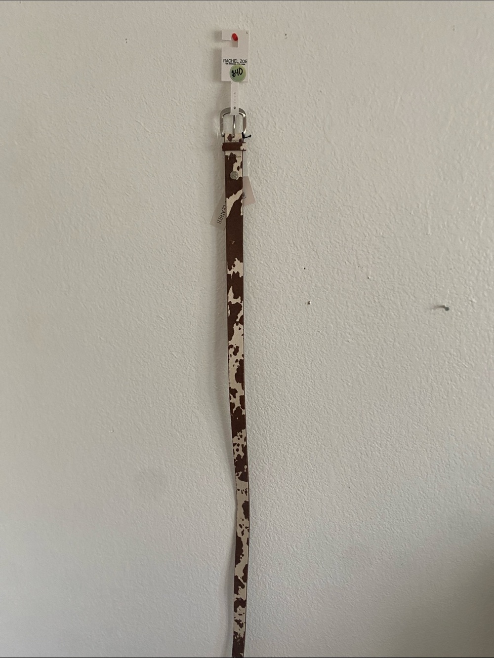 Rachel Zoe Brown and Cream Cowhide Belt with Silver Buckle